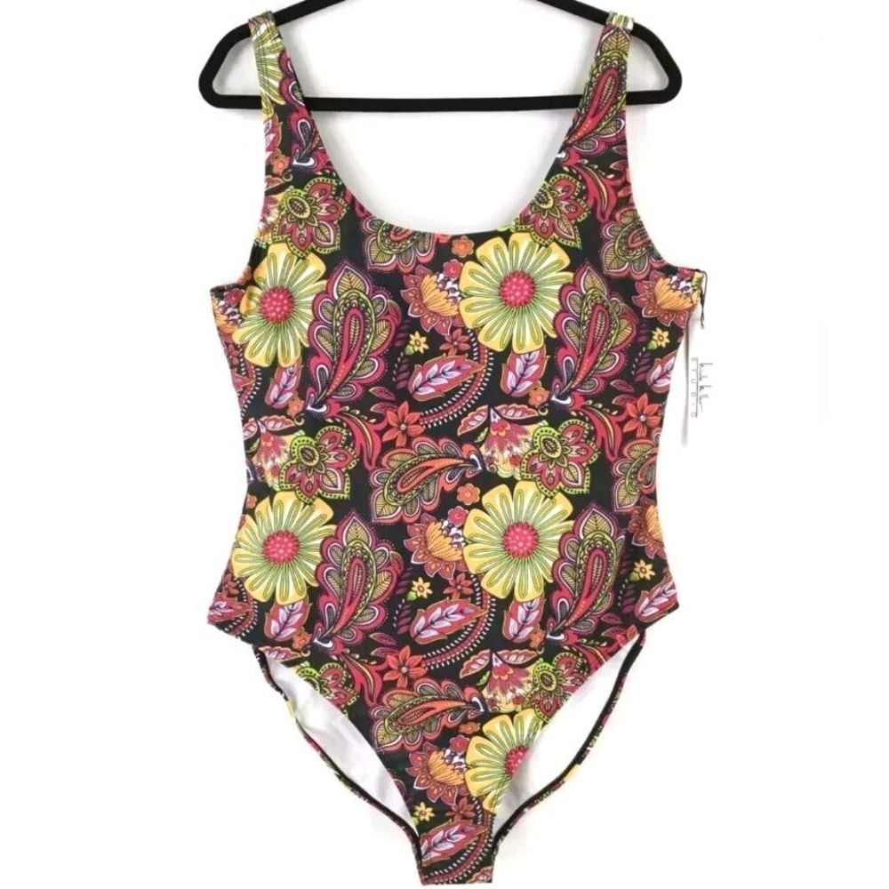 Nicole Miller Studio Womens Floral Paisley Swimsuit Plus Size 3X Boho $120 NWT